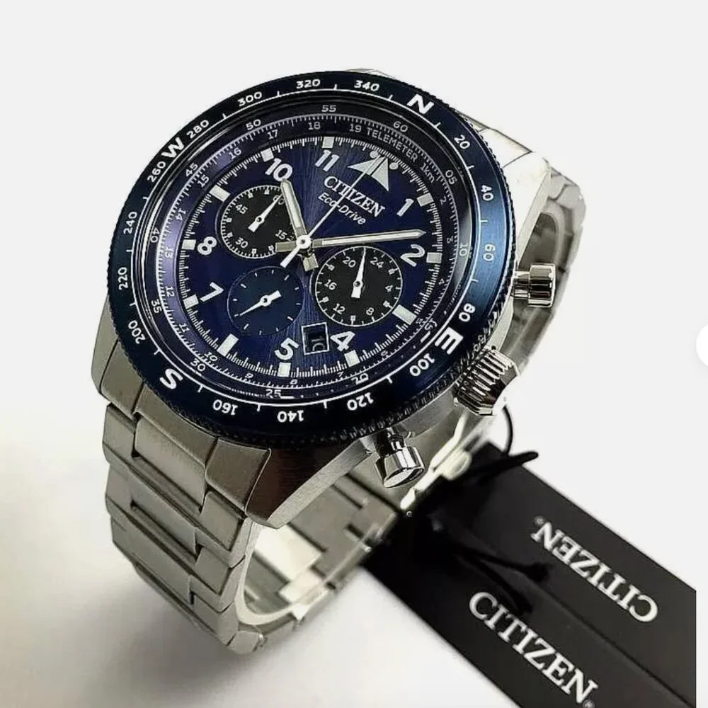 Men's Citizen Blue Chronograph Watch New